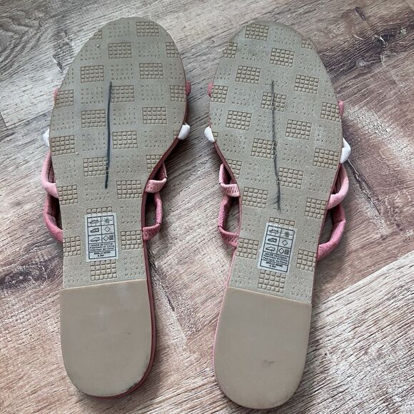 White House Black Market Briella Adobe Strappy Slide Flats Pink Sandal Size 8.5M - Picture 8 of 9